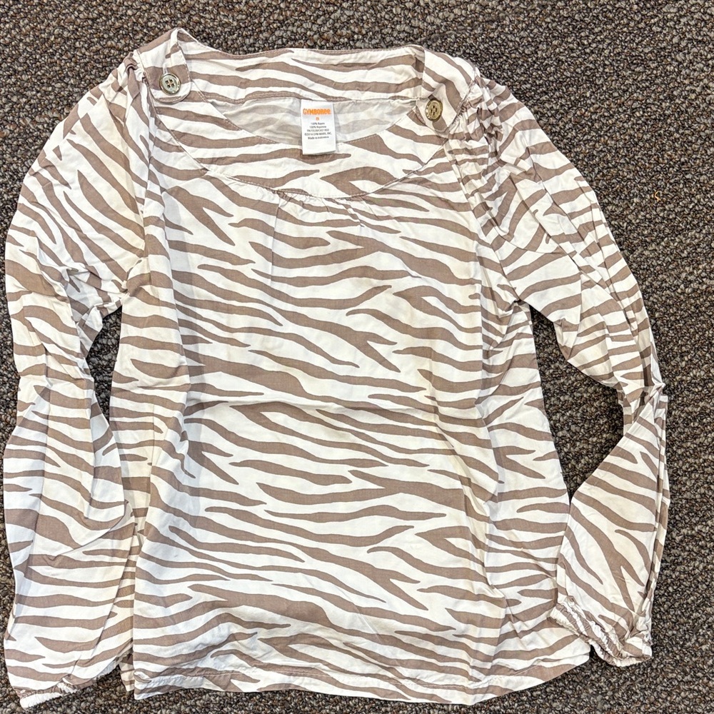 Gymboree Brown and White Zebra Print Kids Blouse